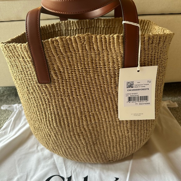 Chloe Large Horse Medal Raffia Tote - Picture 5 of 10